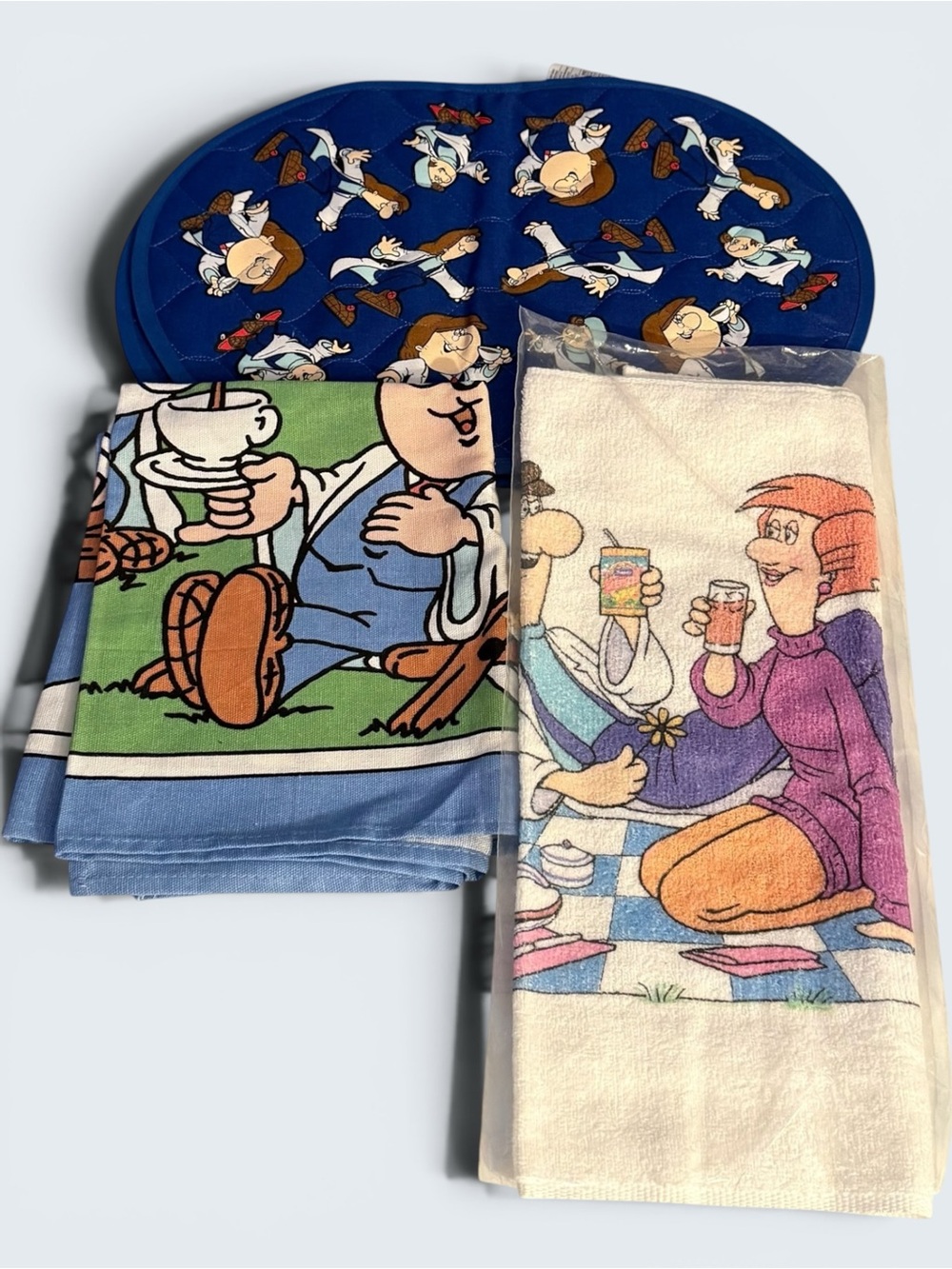 Vintage Tetley Tea Folk Lot Towels and Placemats Unused
